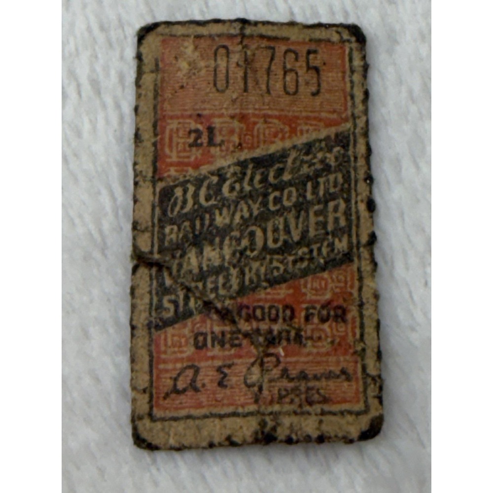 ORIG 1920 BCE Vancouver Canada British Columbia Railway Ticket Tram Pass - Picture 3 of 9